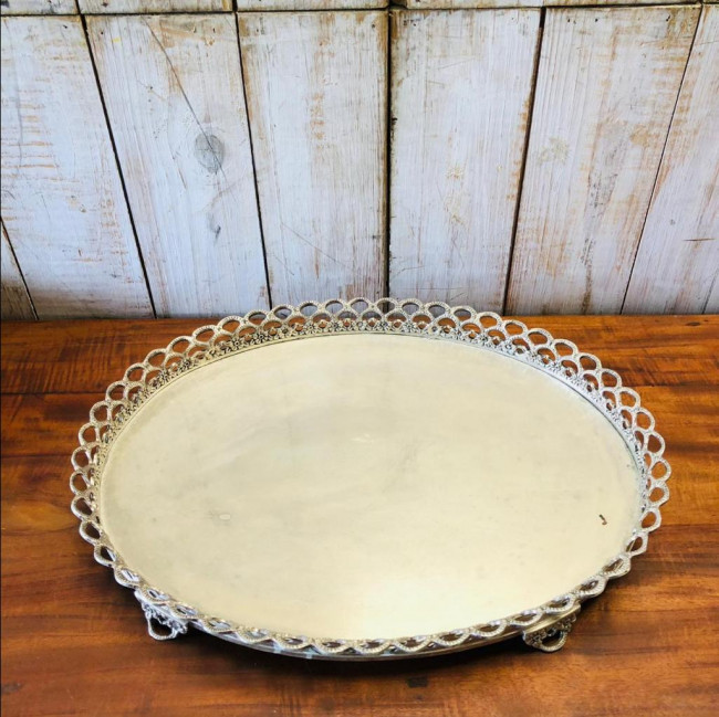 [MANUTENÇÃO] Bandeja de Prata Oval c/ Grade G - 58x43cm