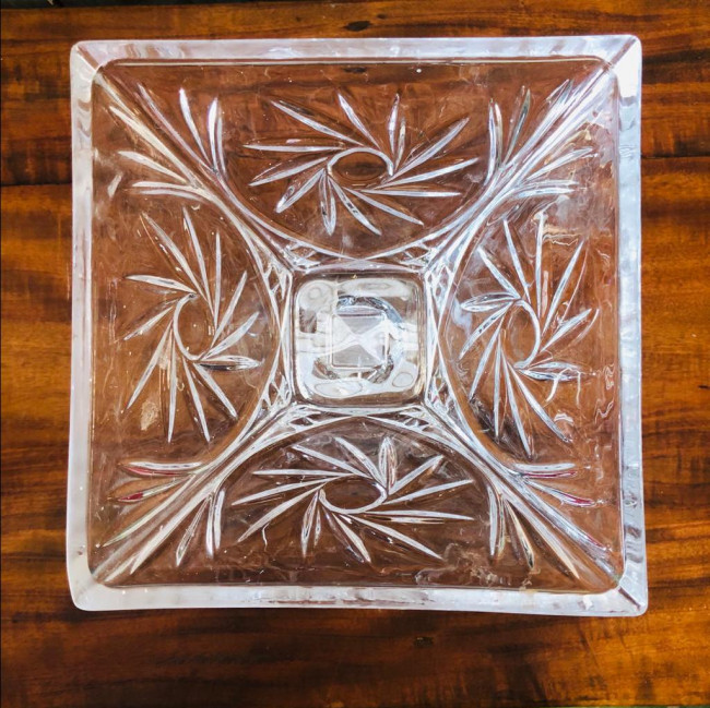 Compoteira de Cristal Quadrada Funda