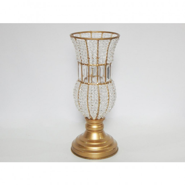 VASO PEDRARIA CRISTAL DOURADO BAIXO