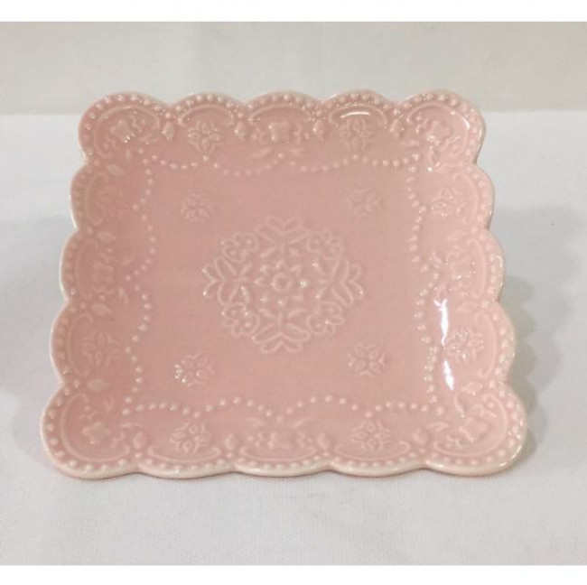 PRATO LOUÇA QUADRADO ARABESCO ROSA BB M