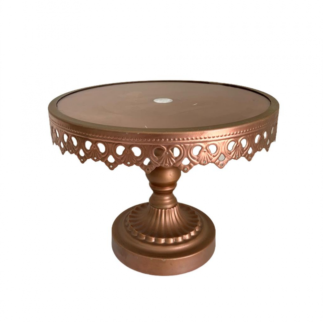 SUPORTE METAL COM VIDRO COBRE COM ARABESCO - M