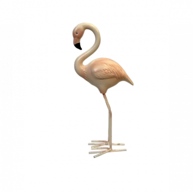 FLAMINGO RESINA ROSA E BRANCO (C 13 CM | L 8 CM | A 29 CM)