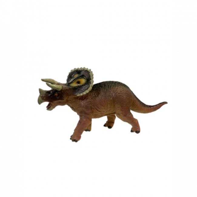 DINOSSAURO TRICERÁTOPO BORRACHA MARROM (C 23 CM | L 6 CM | A 11 CM)