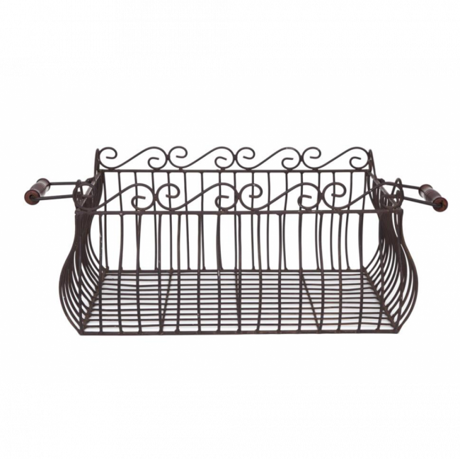 CESTA ARAMADA RETANGULAR C/ ALÇAS DE MADEIRA FERRO (C 40 CM | L 28 CM | A 20 CM)