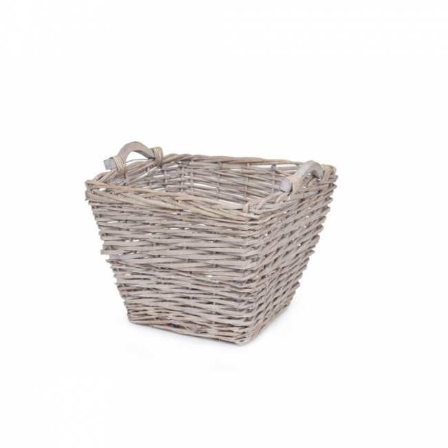 CESTA QUADRADA C/ ALÇA VIME CINZA TAM M (C 39 CM | L 39 CM | A 30 CM)