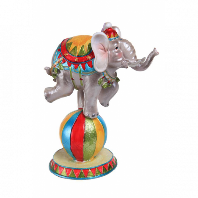 ELEFANTE HIPERCOLORS EM CIMA DE UMA BOLA RESINA (D 10 CM | A 19 CM)