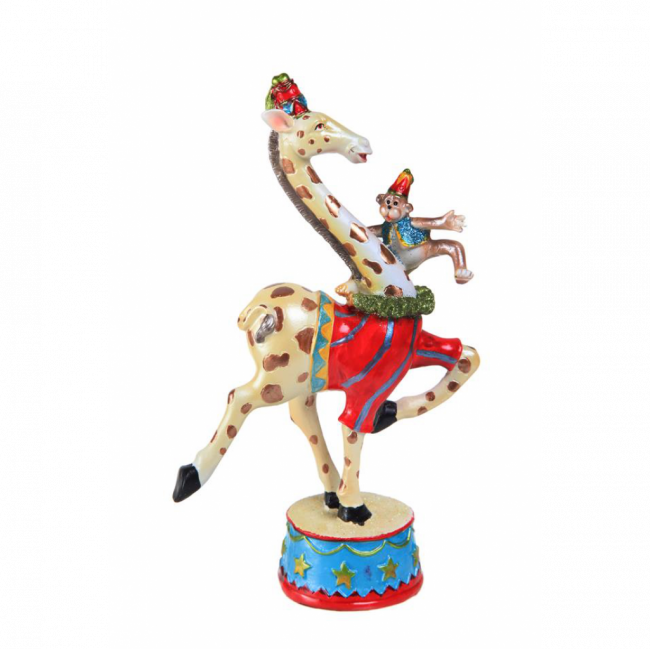 GIRAFA HIPERCOLORS C/ UM MACACO RESINA (D 10 CM | A 21 CM)