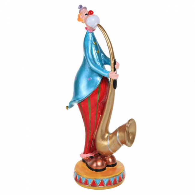 PALHAÇO HIPERCOLORS TOCANDO SAXOFONE RESINA (D 10 CM | A 33 CM)