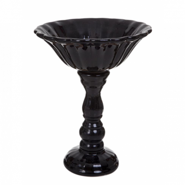 FRUTEIRA GOMOS CERÂMICA PRETO GRANDE ALTO (D 24 CM | A 31 CM)