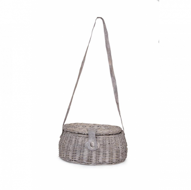 CESTA BOLSA C/ ALÇA VIME CINZA TAM P (C 33 CM | L 19 CM | A 17 CM)