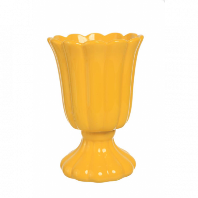 TAÇA GOMOS C/ PÉ CERÂMICA AMARELO SICILIANO (D 13 CM | A 20 CM)