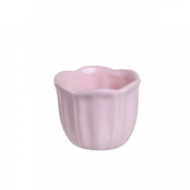 VASO PÉTALA CERÂMICA ROSA BEBÊ TAM P BAIXO (D 10 CM | A 8 CM)