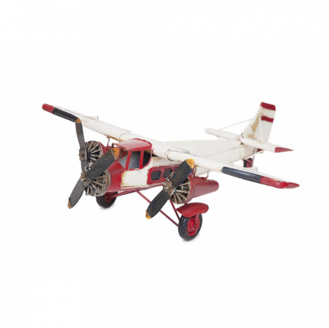 AVIÃO METAL BRANCO E VERMELHO TAM G (C 42 CM | L 42 CM | A 13 CM)