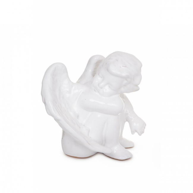 ANJO CARDEAL CERÂMICA BRANCO (C 14 CM | L 9 CM | A 19 CM)