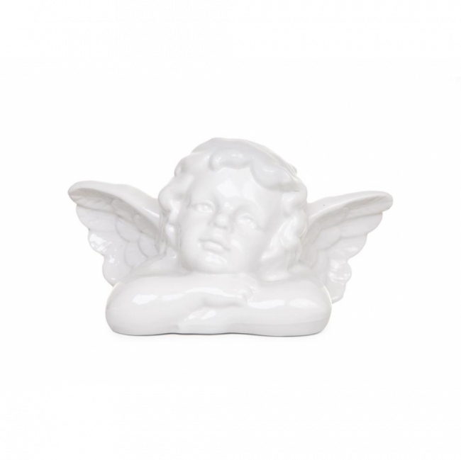 ANJO DEBRUÇADO CERÂMICA BRANCO TAM M (C 21 CM | L 8 CM | A 12 CM)