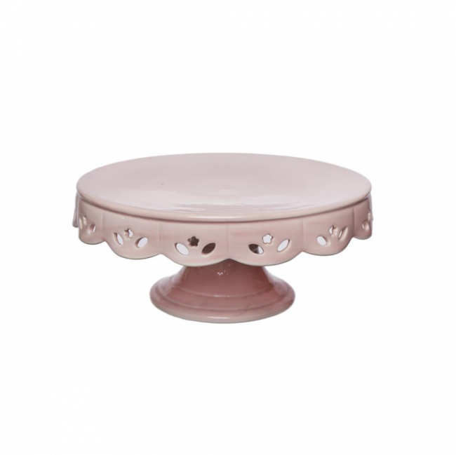 LINHA ROSÉ BASE DE BOLO C/ FOLHA VAZADA PORCELANA MÉDIO (D 30 CM | A 13 CM)