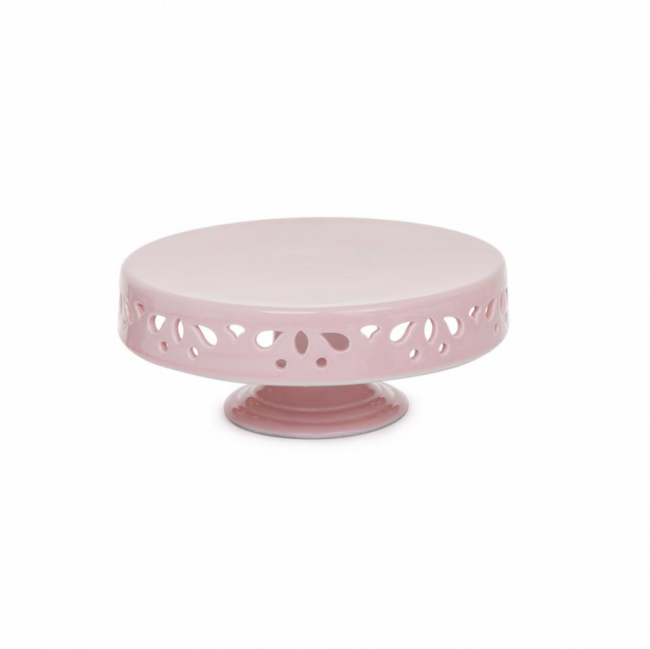 LINHA ROSÉ BASE DE BOLO C/ PÉTALA VAZADA PORCELANA PEQUENO (D 26 CM | A 11 CM)