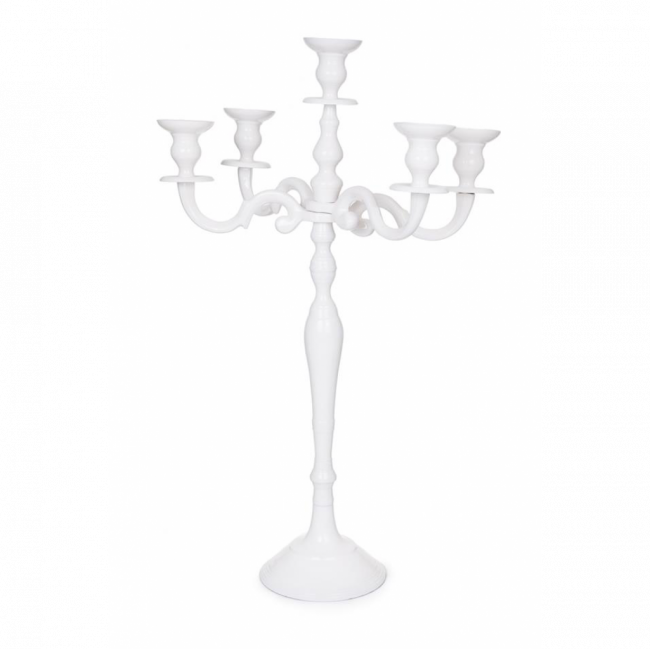 CANDELABRO 5 VELAS METAL BRANCO (D 42 CM | A 74 CM)