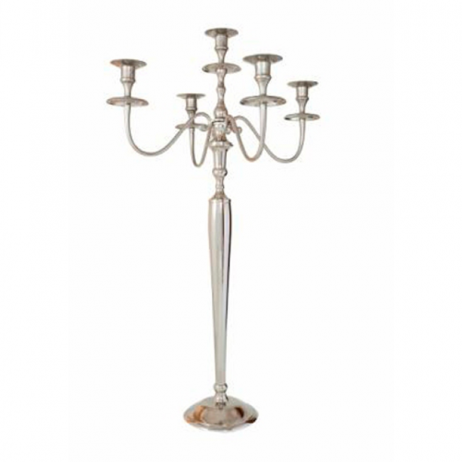 CANDELABRO 5 VELAS PRATA (D 50 CM | A 94 CM)