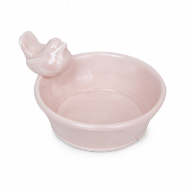 LINHA ROSÉ MINI PRATO 1 PÁSSARO NA BORDA PORCELANA (D 9 CM | A 3 CM)