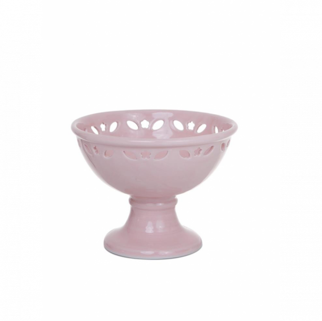 LINHA ROSÉ TAÇA C/ PÉTALA VAZADA PORCELANA (D 22 CM | A 17 CM)