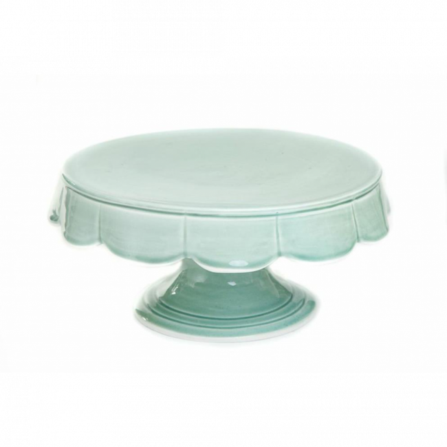 LINHA VERDE CELADON BASE DE BOLO PÉTALA PORCELANA (D 26 CM | A 13 CM)