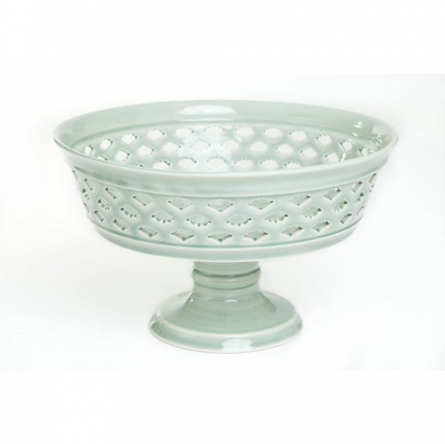 LINHA VERDE CELADON FRUTEIRA C/ FRISO VAZADO RICHELIEU PORCELANA (D 30 CM | A 18 CM)