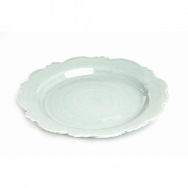 LINHA VERDE CELADON PRATO RASO ONDULADO IRREGULAR PORCELANA (D 20 CM | A 3 CM)