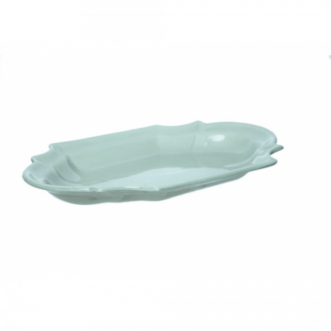 LINHA VERDE CELADON TRAVESSA OVAL ONDULADA PORCELANA (C 36 CM | L 25 CM | A 3 CM)