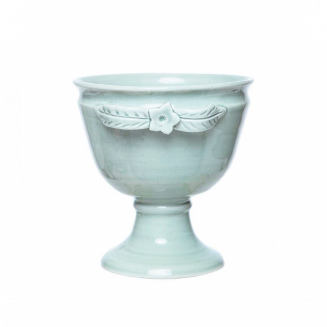 LINHA VERDE CELADON TAÇA RELEVO EM FLOR PORCELANA (D 13 CM | A 14 CM)