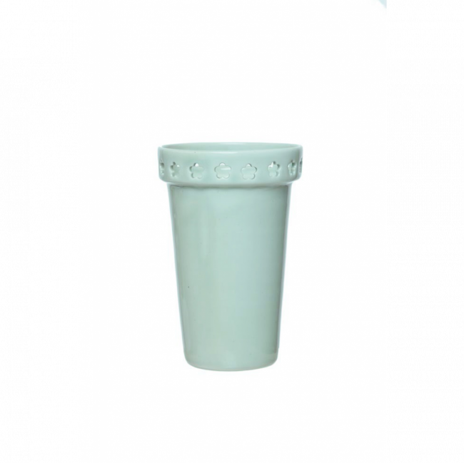 LINHA VERDE CELADON VASO COPO C/ ESTRELA VAZADA PORCELANA