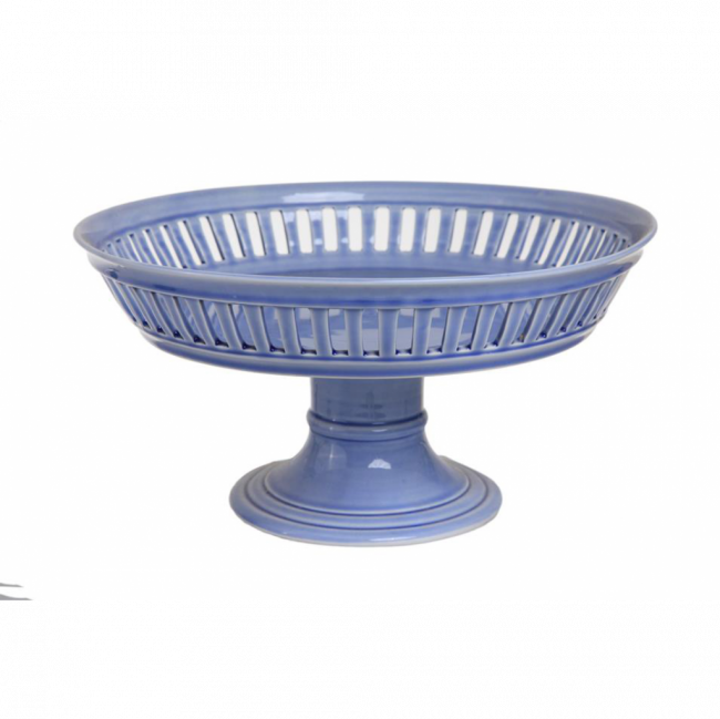 LINHA AZUL HORTÊNSIA FRUTEIRA GRADE VAZADA C/ PÉ PORCELANA (D 35 CM | A 20 CM)