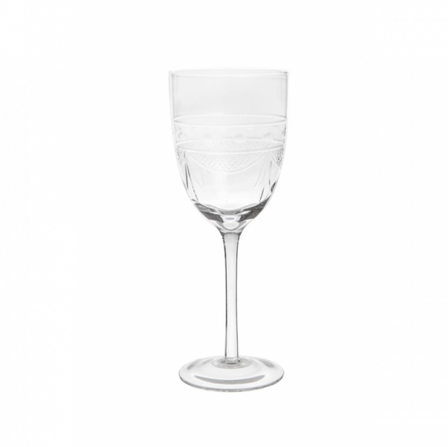 TAÇA VINHO TINTO SEMI CRISTAL LAPIDADO TRANSPARENTE (D 8 CM | A 22 CM)