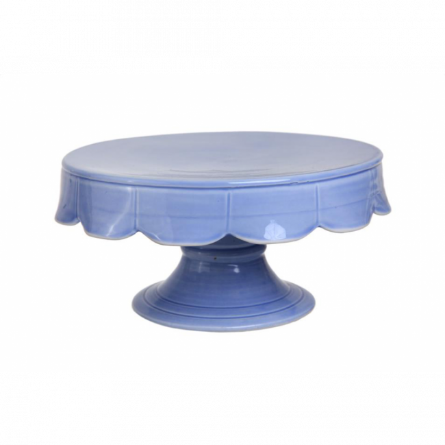 LINHA AZUL HORTÊNSIA BASE DE BOLO PÉTALA PORCELANA PEQUENO (D 26 CM | A 14 CM)