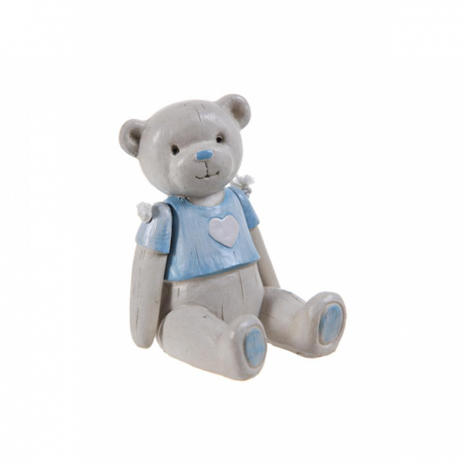 URSO BABY MADEIRA AZUL C/ CORAÇÃO (C 6 CM | L 7 CM | A 11 CM)