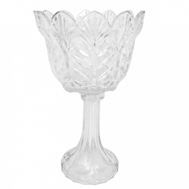 FRUTEIRA LAPIDADA PÉTALA TAM G CRISTAL TRANSPARENTE (D 22 CM | A 37 CM)