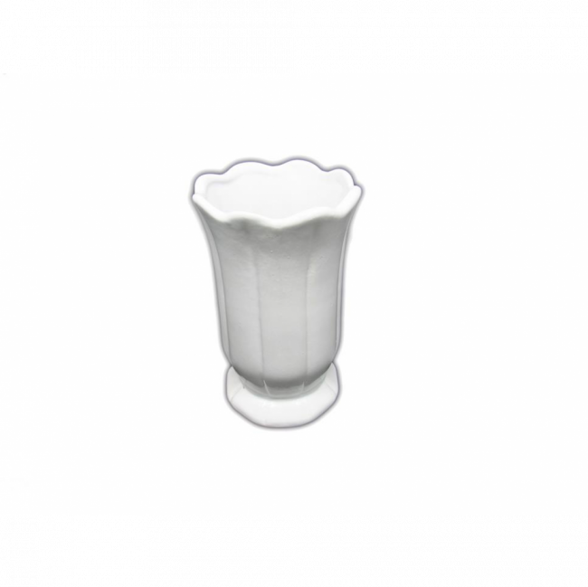 VASO COMPRIDO PÉTALA CERÂMICA BRANCO (D 11 CM | A 18 CM)