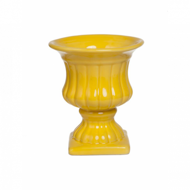 VASO TAÇA CERÂMICA AMARELO SICILIANO TAM P (D 15 CM | A 13 CM)