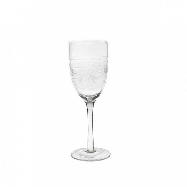 TAÇA VINHO BRANCO SEMI CRISTAL LAPIDADO TRANSPARENTE (D 6 CM | A 21 CM)