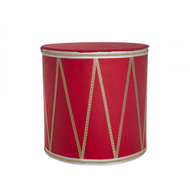 TAMBOR CIRCO COM RODINHA TECIDO VERMELHO COM DOURADO (D 70 CM | A 75 CM)