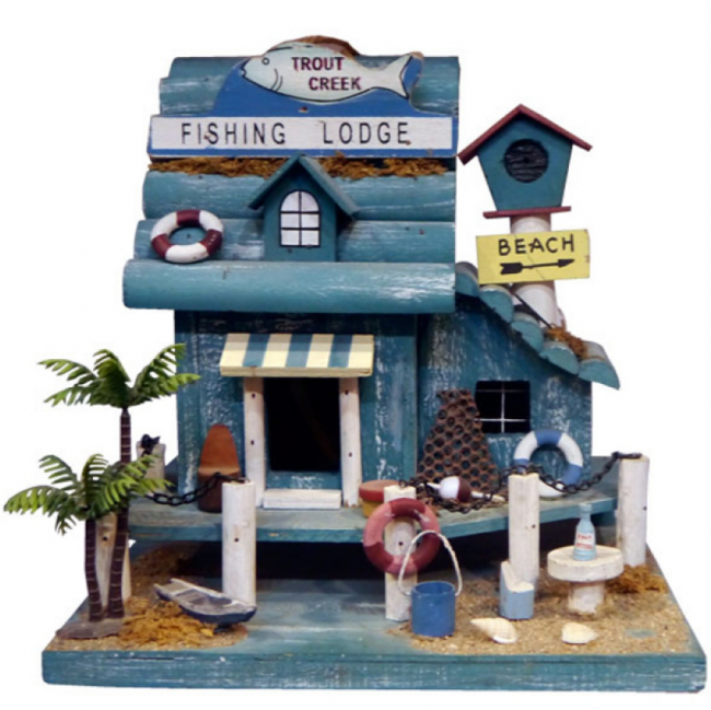 CASA DE PASSARINHO FISHING LODGE MDF COLORIDO (C 24 CM | L 17 CM | A 22 CM)