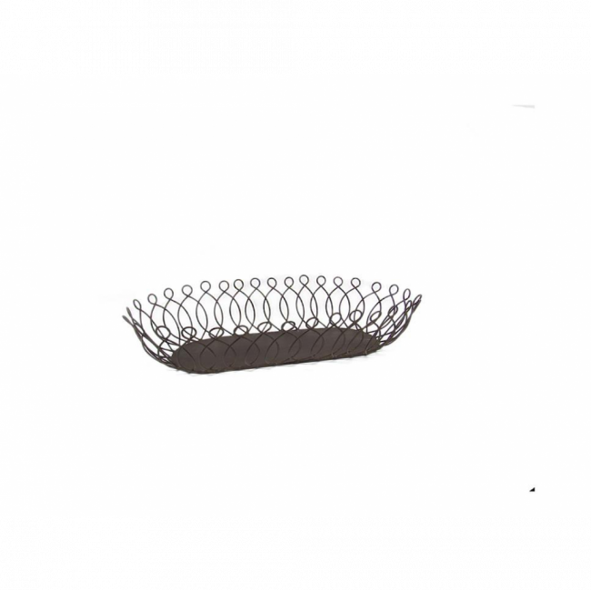 CESTA ARAMADA OVAL RÚSTICA METAL MARROM TAM M (C 42 CM | L 22 CM | A 10 CM)