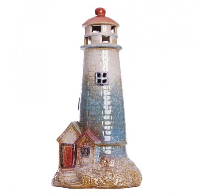 FAROL PEQUENO CERÂMICA COLORIDO (D 15 CM | A 32 CM)