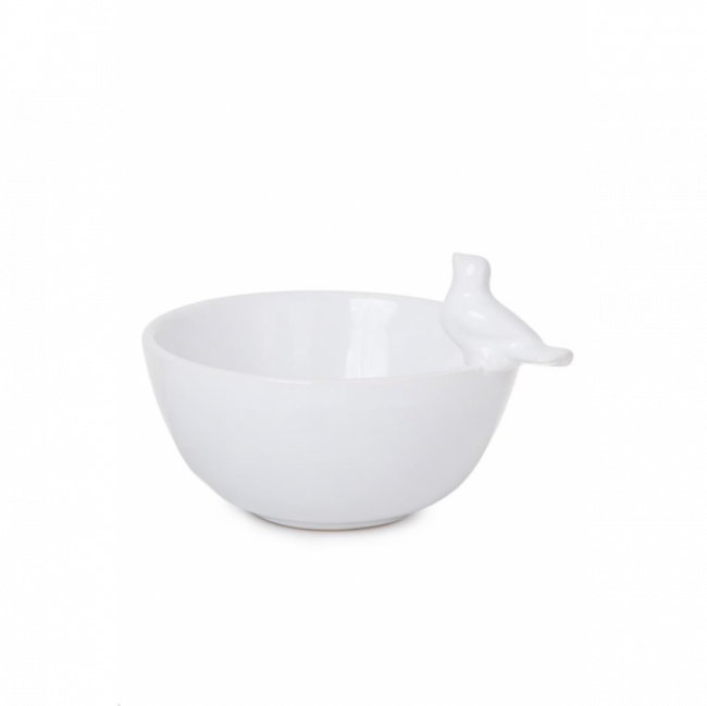 WHITE DOVE COLLECTION BOWL APLIQUE 1 PÁSSARO CERÂMICA BRANCO (D 15 CM | A 12 CM)