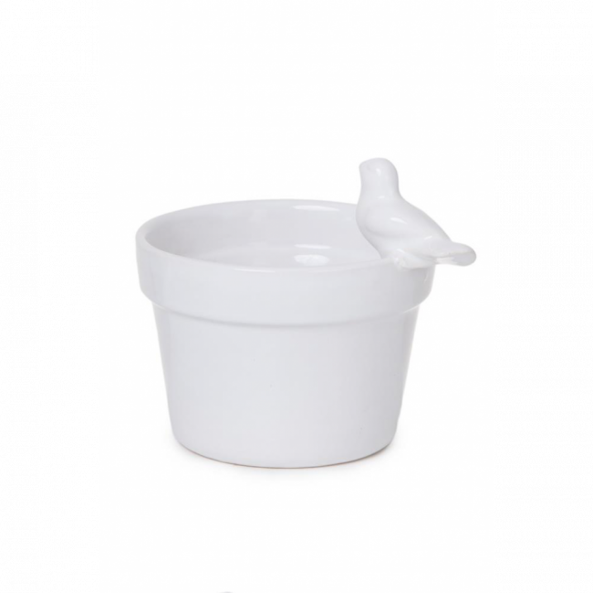 WHITE DOVE COLLECTION VASO VIOLETA APLIQUE PÁSSARO PEQUENO CERÂMICA BRANCO (D 12 CM | A 13 CM)