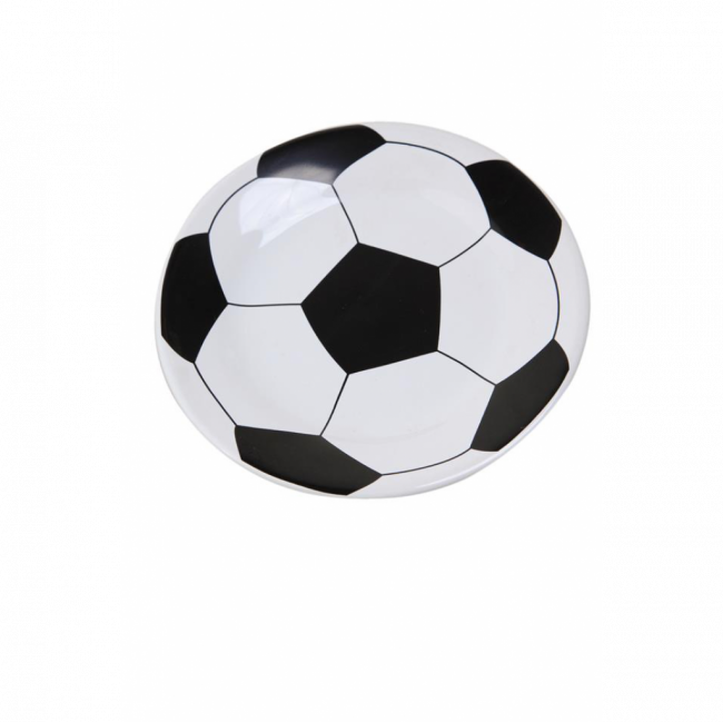 PRATO DE SOBREMESA BOLA DE FUTEBOL CERÂMICA BRANCO E PRETO (D 20 CM | A 2 CM)