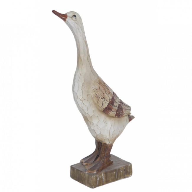 PATO ENTALHADO MADEIRA BEGE E MARROM (C 18 CM | L 7 CM | A 30 CM)