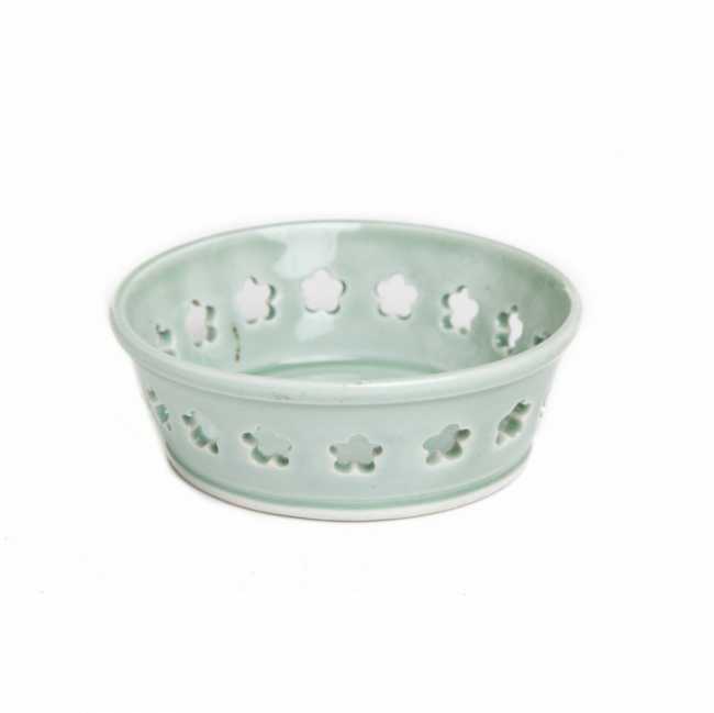 LINHA VERDE CELADON MINI BANDEJA FLOR VAZADA PORCELANA (D 6 CM | A 3 CM)