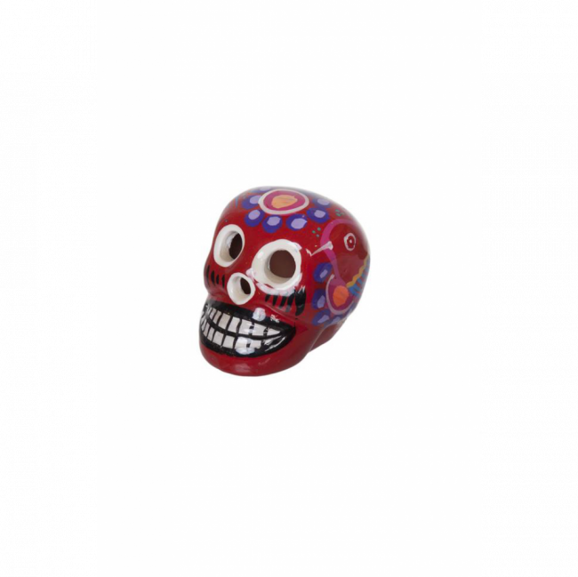 MINI CAVEIRA MEXICANA PORCELANA VERMELHO (D 5 CM | A 3 CM)