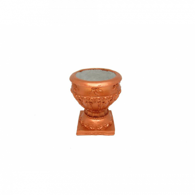 VASO TAÇA RESINA COBRE TRABALHADO EM ALTO RELEVO TAM P (D 12 CM | A 14 CM)